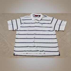 IZOD Men White Striped Polo short sleeve 100% Cotton ; Size : XXL